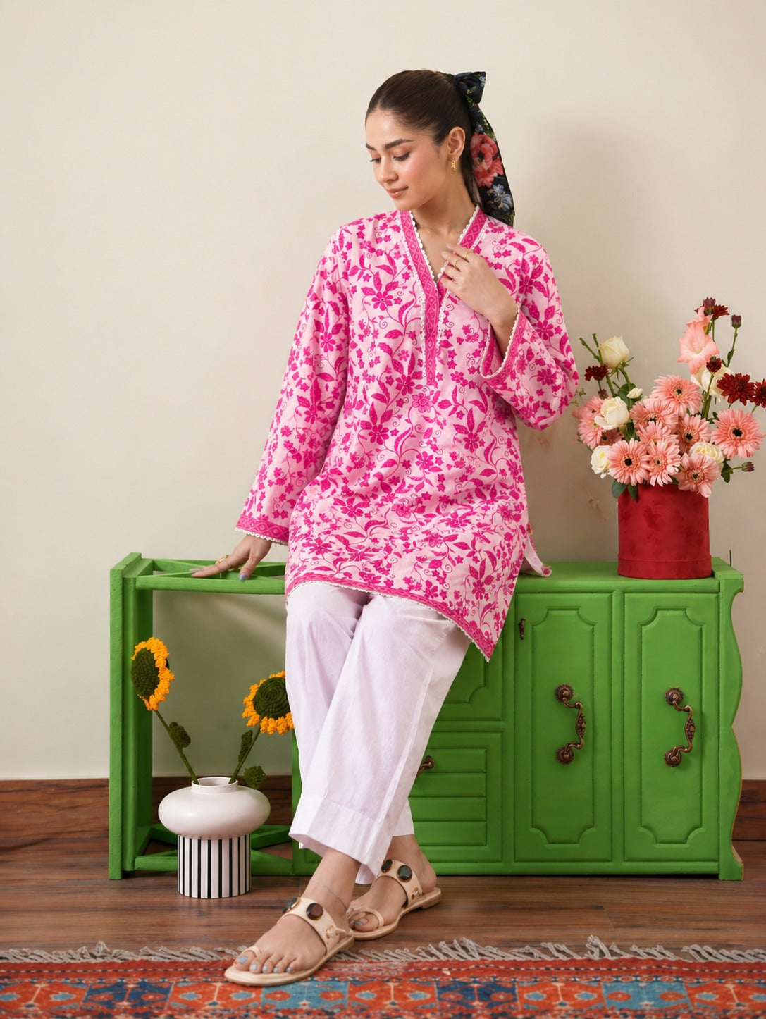 Rose Botanical Pret Vine Filigree Kurta & Farshi Shalwar