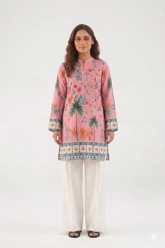 Tropical Rose Palm Kurta & Farshi Shalwar