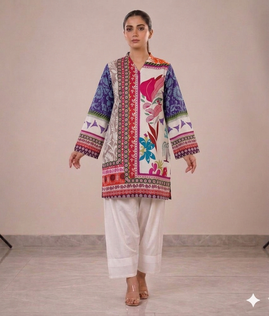 Amethyst Abstract Collage Kurta & Farshi Shalwar