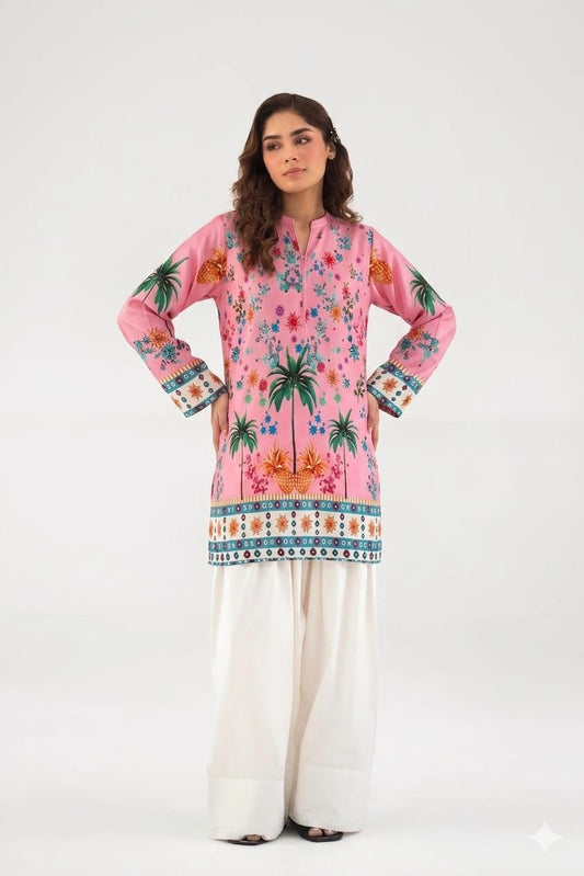 Tropical Rose Palm Kurta & Farshi Shalwar